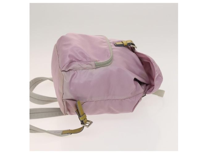 Zaino PRADA in nylon rosa argento Auth fm4758 - vista 3