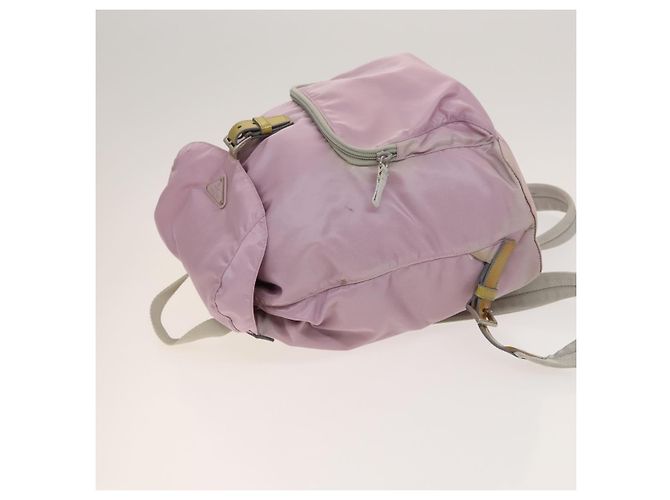Zaino PRADA in nylon rosa argento Auth fm4758 - vista 4