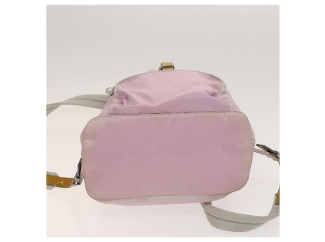 Zaino PRADA in nylon rosa argento Auth fm4758 - vista 5