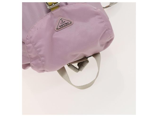 Zaino PRADA in nylon rosa argento Auth fm4758 - vista 6
