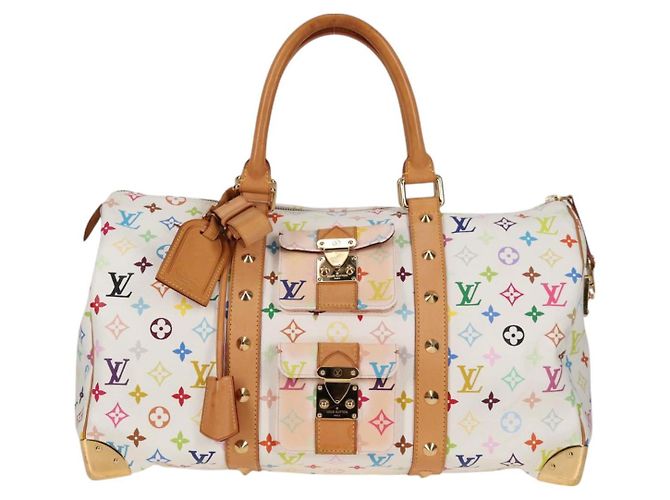 LOUIS VUITTON Keepall 45 Tasche Monogram Multicolor Weiß M92641 LV Auth 126488V - Ansicht 13