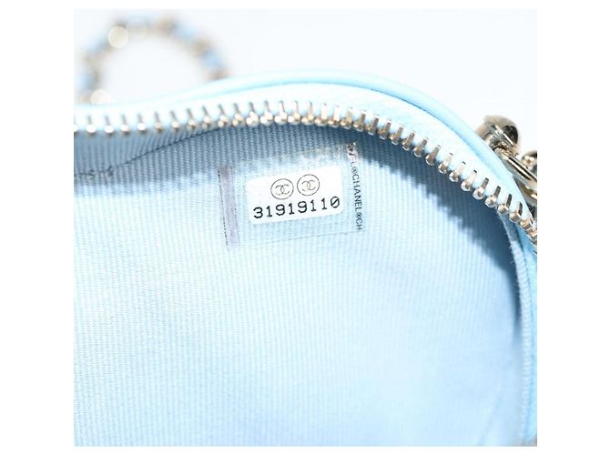 CHANEL Borsa a Spalla Matelassé con Catena in Pelle di Agnello Blu Oro CC Auth 127168SM D'oro - vista 10