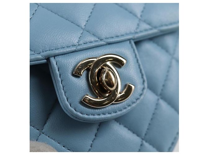 CHANEL Borsa a Spalla Matelassé con Catena in Pelle di Agnello Blu Oro CC Auth 127168SM D'oro - vista 18