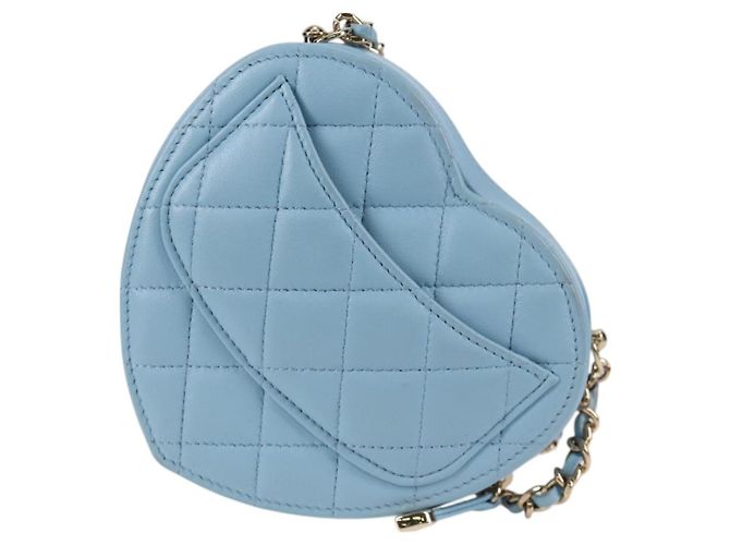 CHANEL Borsa a Spalla Matelassé con Catena in Pelle di Agnello Blu Oro CC Auth 127168SM D'oro - vista 2