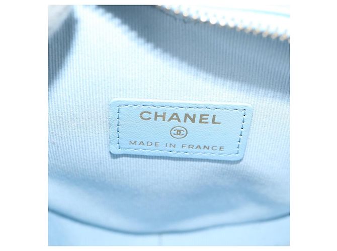 CHANEL Borsa a Spalla Matelassé con Catena in Pelle di Agnello Blu Oro CC Auth 127168SM D'oro - vista 23