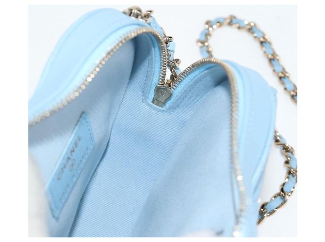 CHANEL Borsa a Spalla Matelassé con Catena in Pelle di Agnello Blu Oro CC Auth 127168SM D'oro - vista 24