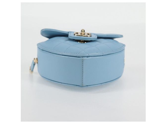 CHANEL Borsa a Spalla Matelassé con Catena in Pelle di Agnello Blu Oro CC Auth 127168SM D'oro - vista 5
