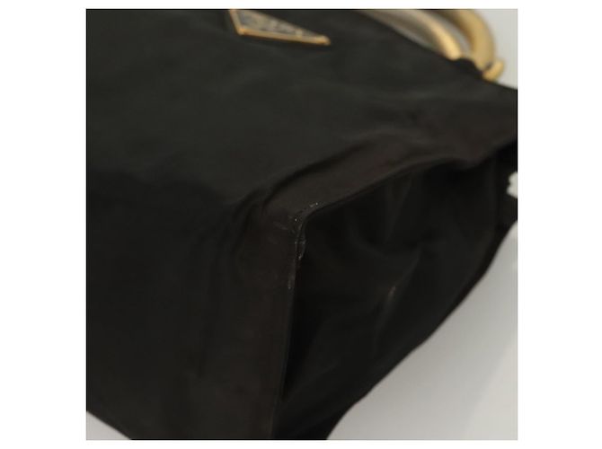 PRADA Borsa a mano in nylon nero e oro Auth bs27856 D'oro - vista 14