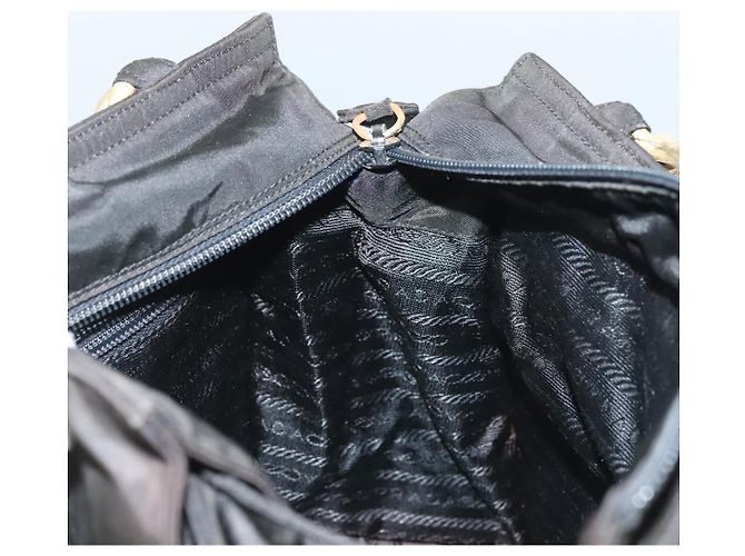 PRADA Borsa a mano in nylon nero e oro Auth bs27856 D'oro - vista 19