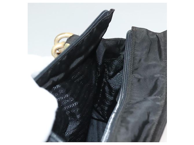 PRADA Borsa a mano in nylon nero e oro Auth bs27856 D'oro - vista 20
