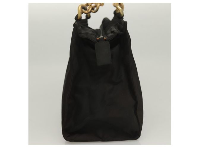 PRADA Borsa a mano in nylon nero e oro Auth bs27856 D'oro - vista 4