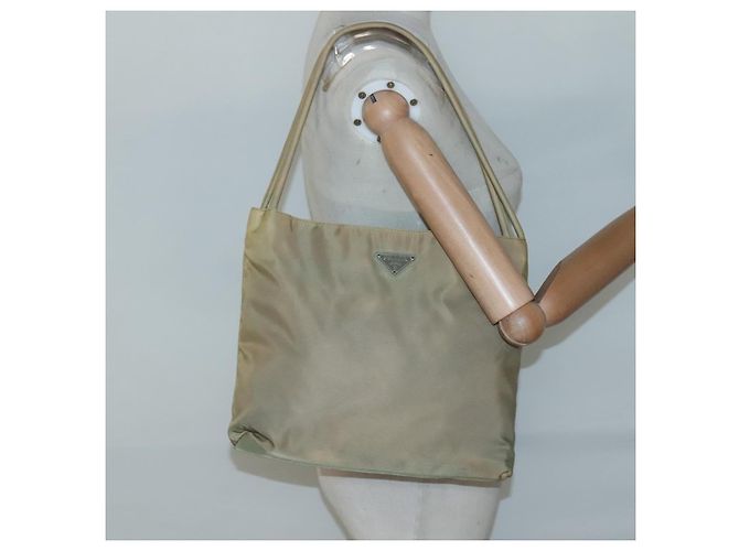 PRADA Tote Bag aus Nylon Beige Silber Authentisch bs27846 - Ansicht 24