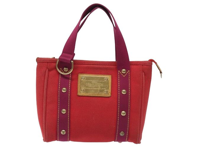 LOUIS VUITTON Antigua Cabas PM Borsa Tote Canvas Rossa M40037 LV Auth ep9539 Rosso - vista 13