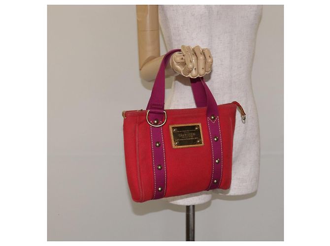 LOUIS VUITTON Antigua Cabas PM Borsa Tote Canvas Rossa M40037 LV Auth ep9539 Rosso - vista 21