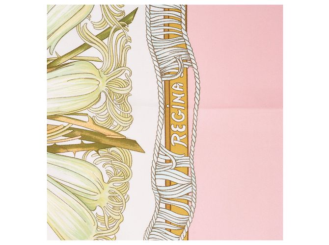 Trim Bufanda de seda Hermès Carré 90 "Regina" Rosa - vista 11