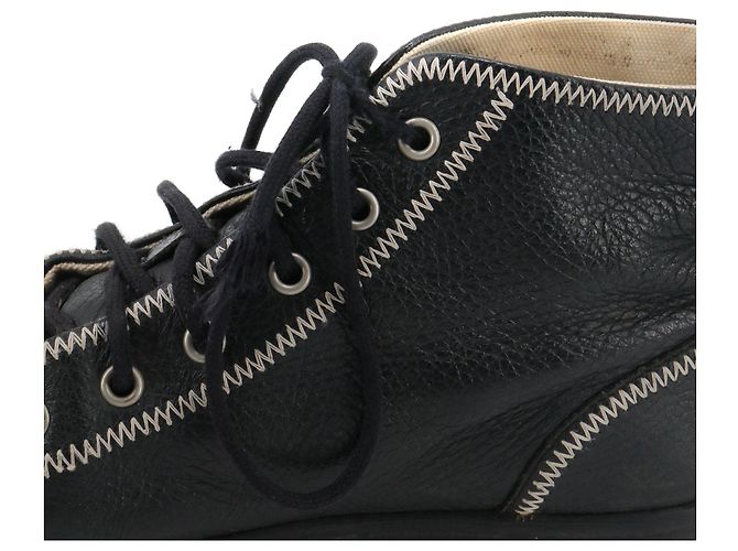 CHANEL - Sneakers alte Chanel CC in pelle nera (taglia 38,5) Nero - vista 5