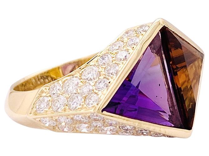 O.J. Perrin Ring, Gelbgold, Citrin, Amethyst und Diamanten. - Ansicht 2