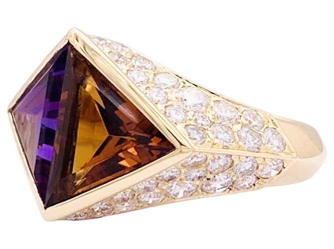 O.J. Perrin Ring, Gelbgold, Citrin, Amethyst und Diamanten. - Ansicht 3
