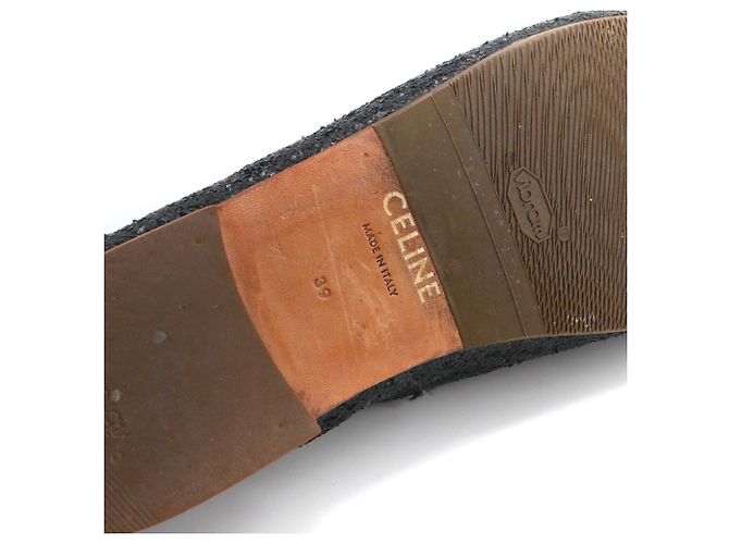 Céline CELINE - Ballerine in pelle nera Celine Triomphe con glitter (T39) Nero - vista 12