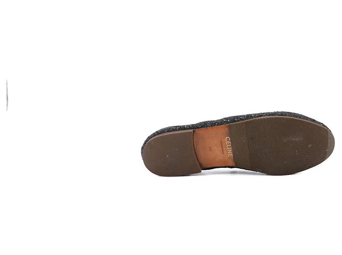 Céline CELINE - Ballerine in pelle nera Celine Triomphe con glitter (T39) Nero - vista 4