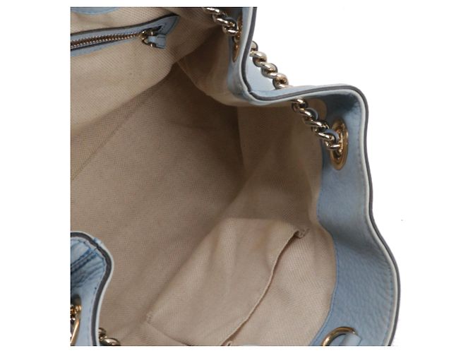 GUCCI - Borsa tote Gucci Soho in pelle grana blu chiaro - vista 10