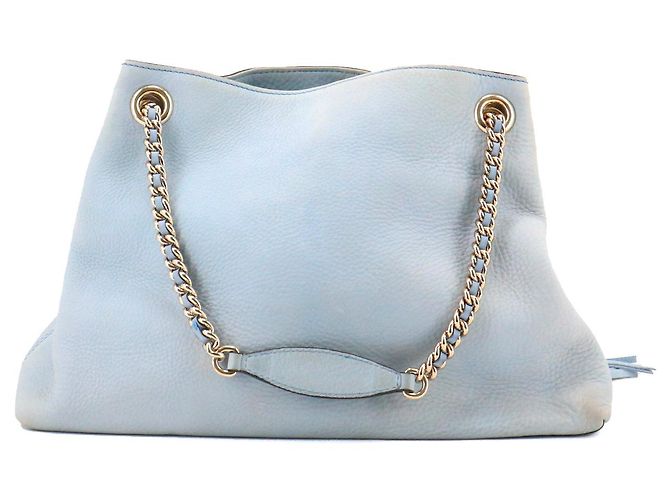 GUCCI - Borsa tote Gucci Soho in pelle grana blu chiaro - vista 3