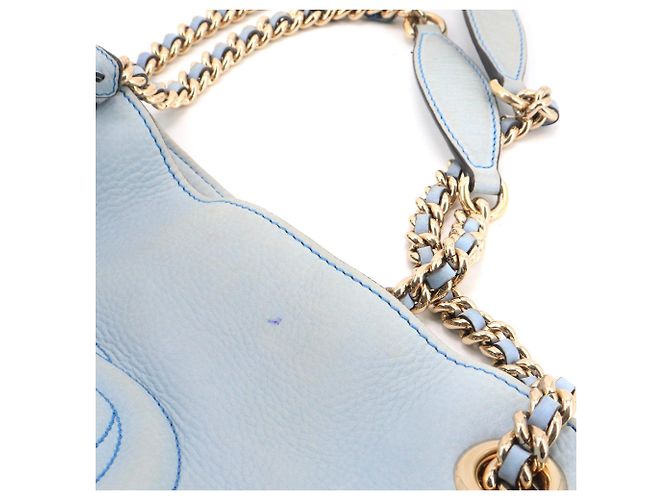 GUCCI - Borsa tote Gucci Soho in pelle grana blu chiaro - vista 6