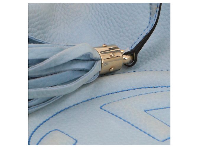 GUCCI - Borsa tote Gucci Soho in pelle grana blu chiaro - vista 7