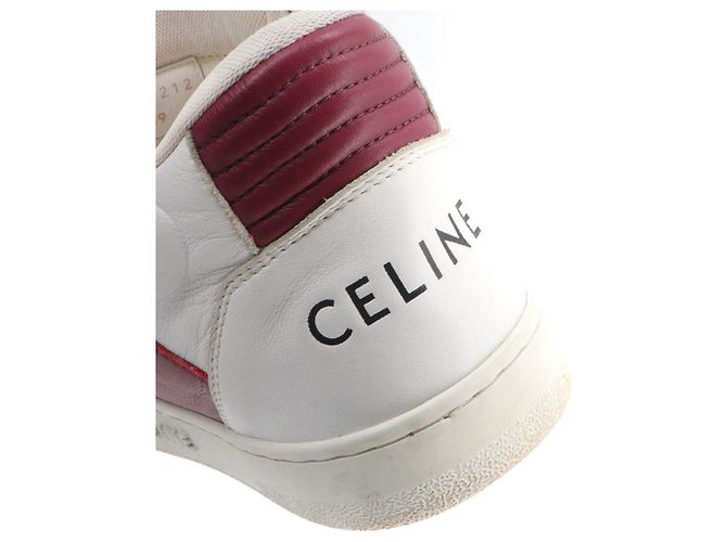 Céline CELINE - Sneakers alte Celine CT-02 in pelle bianca e rossa (T39) Bianco - vista 4