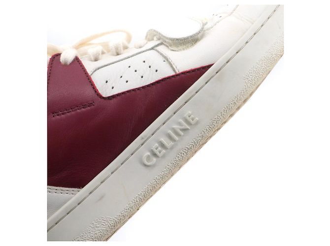 Céline CELINE - Sneakers alte Celine CT-02 in pelle bianca e rossa (T39) Bianco - vista 5
