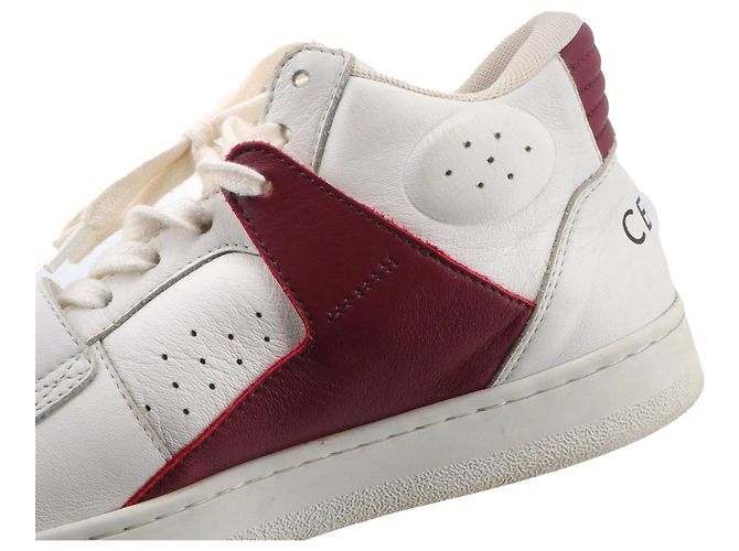 Céline CELINE - Sneakers alte Celine CT-02 in pelle bianca e rossa (T39) Bianco - vista 7