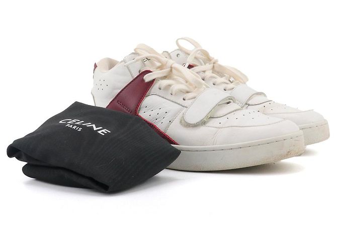 Céline CELINE - Sneakers alte Celine CT-02 in pelle bianca e rossa (T39) Bianco - vista 9