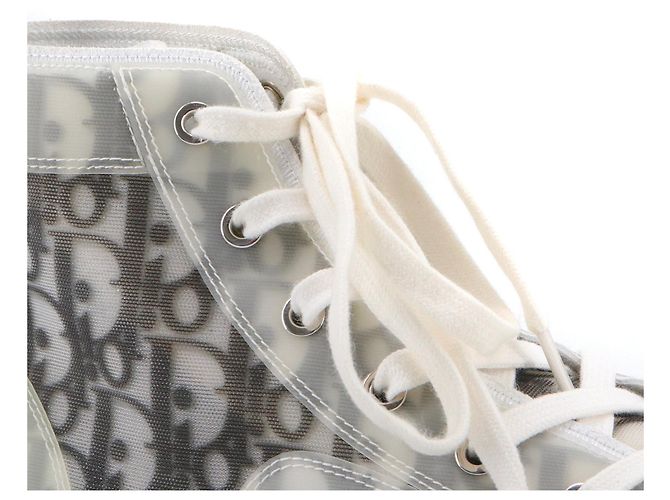 DIOR - B23 Dior High-Top-Sneaker aus schrägem Canvas (T40.5) Weiß - Ansicht 5