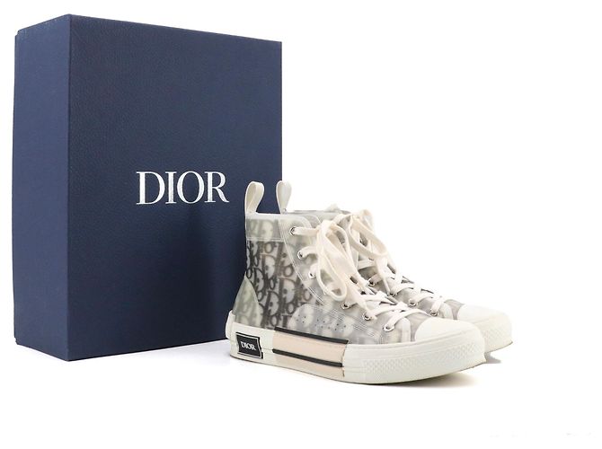DIOR - B23 Dior High-Top-Sneaker aus schrägem Canvas (T40.5) Weiß - Ansicht 7