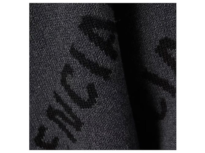 BALENCIAGA - Grauer Wollpullover mit Balenciaga-Monogramm (S) - Ansicht 2