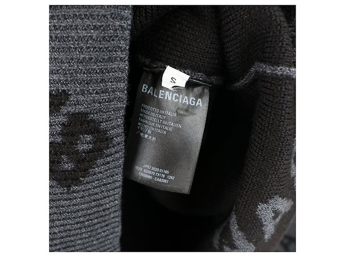 BALENCIAGA - Grauer Wollpullover mit Balenciaga-Monogramm (S) - Ansicht 3