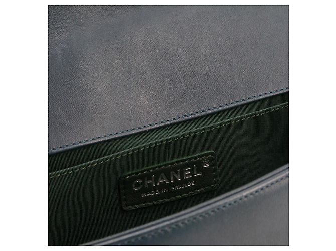 CHANEL - Borsa a spalla Chanel Boy in tweed blu anatra e pelle - vista 7