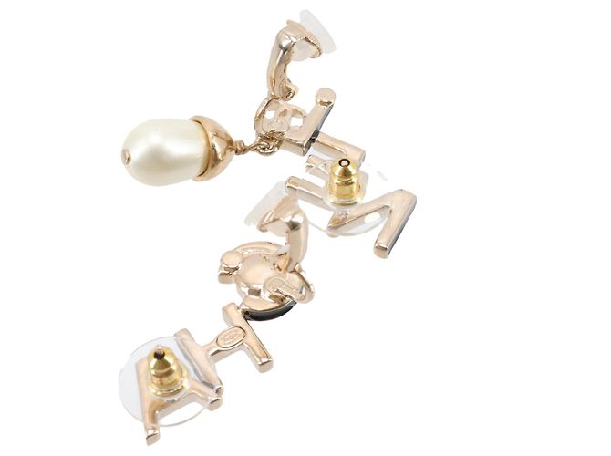 CHANEL - Boucles d'oreilles Chanel en métal doré champagne - vue 5