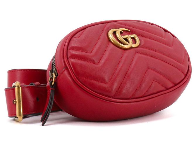 GUCCI - Marsupio GG Marmont Gucci in pelle a zigzag rossa - vista 2