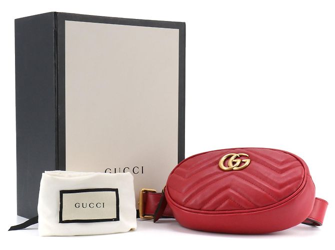 GUCCI - Marsupio GG Marmont Gucci in pelle a zigzag rossa - vista 8