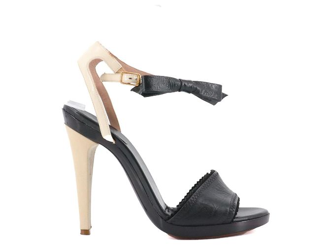 CHLOÉ - Sandali con tacco Chloé in pelle nera e bianca (T37) Nero - vista 2