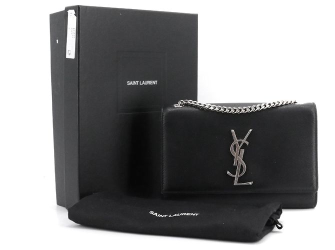 SAINT LAURENT - Saint Laurent Kate Small shoulder bag in black grained leather - view 11