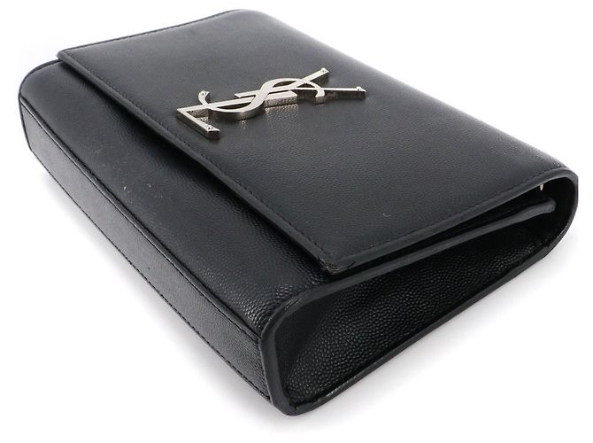 SAINT LAURENT - Saint Laurent Kate Small shoulder bag in black grained leather - view 7