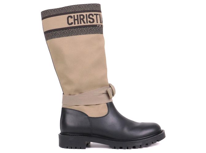 DIOR - Dior D-Major Stiefel aus khakifarbenem Canvas (Größe 39) - Ansicht 2