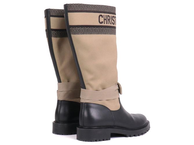 DIOR - Dior D-Major Stiefel aus khakifarbenem Canvas (Größe 39) - Ansicht 3