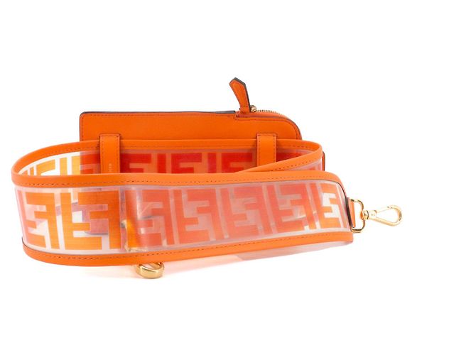 FENDI - Pochette per telefono Fendi FF in pelle arancione e PVC - vista 3