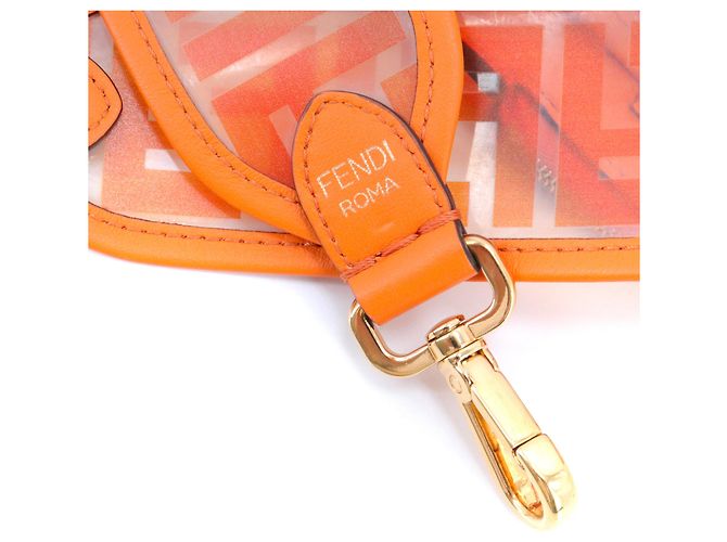 FENDI - Pochette per telefono Fendi FF in pelle arancione e PVC - vista 4