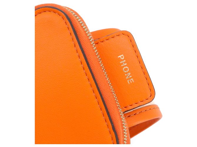 FENDI - Pochette per telefono Fendi FF in pelle arancione e PVC - vista 6
