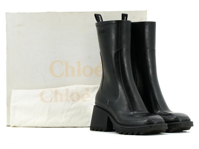CHLOÉ - Botines de goma negros Betty Chloé (talla 36) - vista 4