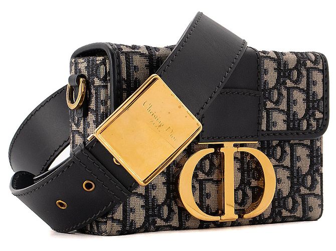 DIOR - Borsa a tracolla 30 Montaigne Box Dior in tela e pelle blu navy - vista 2